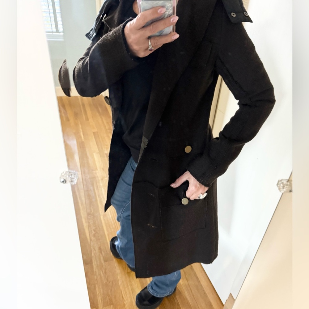 NWT Touch Tough Tacky 100% Wool Trench Coat w/ Gold Buttons & Fur Hood $485 - Picture 6 of 16